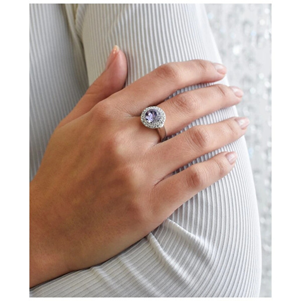 Stříbrný prsten s fialkovým krystalem Swarovski 35026.3