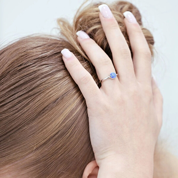 Stříbrný prsten s modrým opálem 15001.3