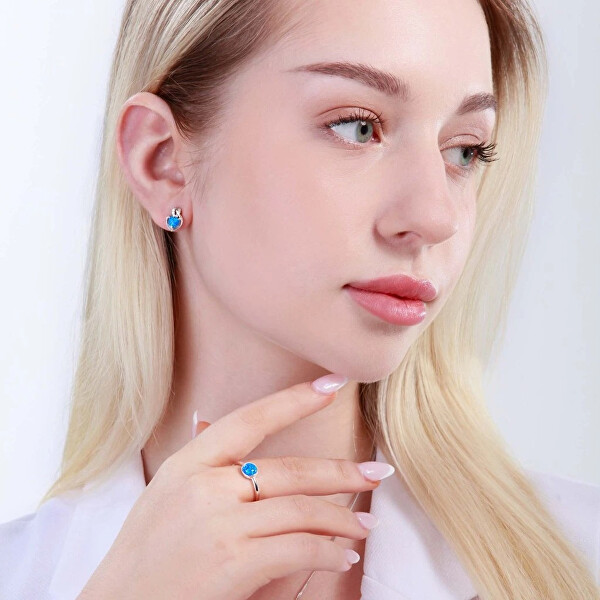 Stříbrný prsten s modrým opálem 15001.3