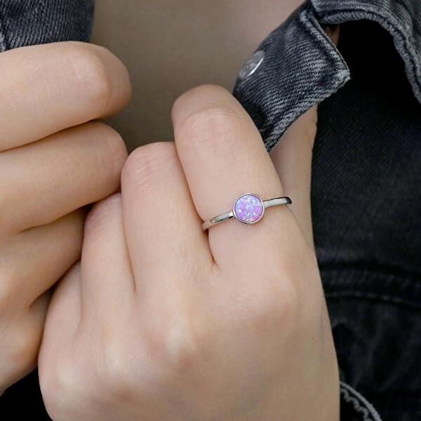 Stříbrný prsten s růžovým opálem 15001.3 pink
