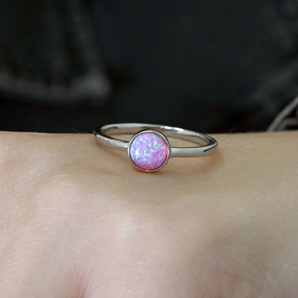 Stříbrný prsten s růžovým opálem 15001.3 pink