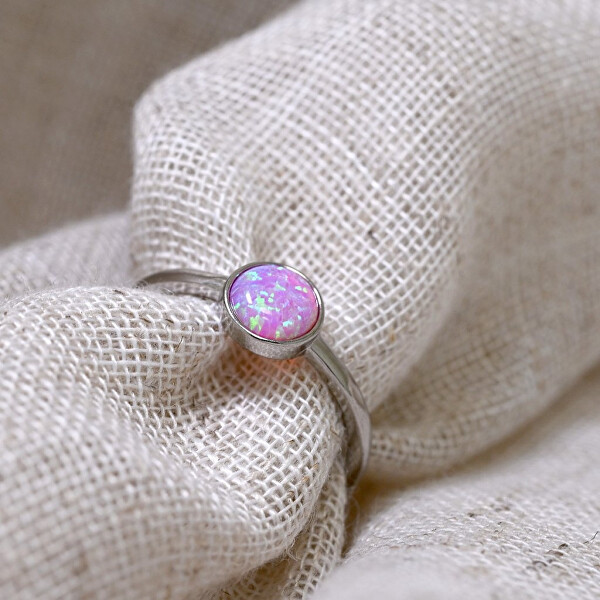 Stříbrný prsten s růžovým opálem 15001.3 pink