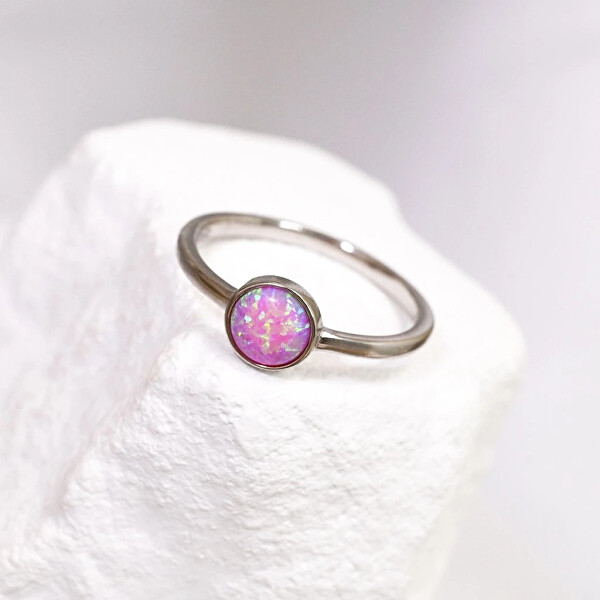 Stříbrný prsten s růžovým opálem 15001.3 pink