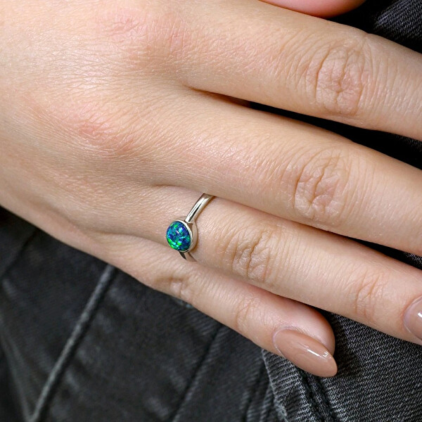 Stříbrný prsten se zeleným opálem 15001.1