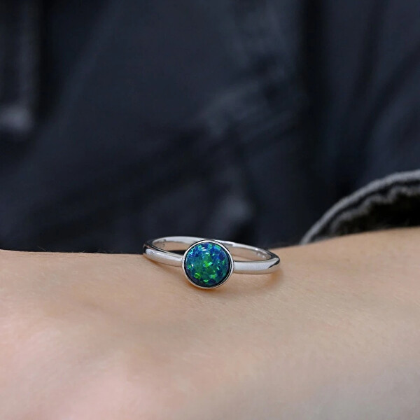 Stříbrný prsten se zeleným opálem 15001.1