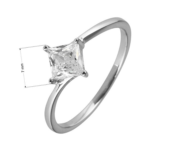 Stříbrný prsten se zirkonem Čtverec 15006.1 crystal