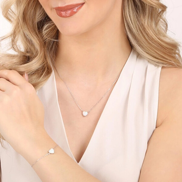 Srdíčkový náhrdelník se syntetickým opálem 12147.1