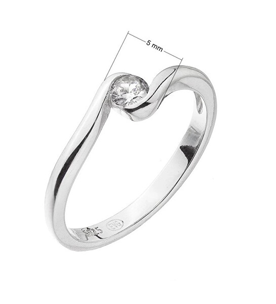 Stříbrný vlnitý prsten se zirkonem 15011.1 crystal