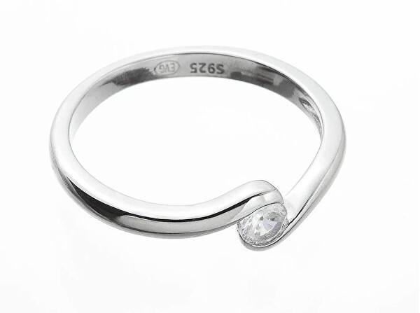 Stříbrný vlnitý prsten se zirkonem 15011.1 crystal