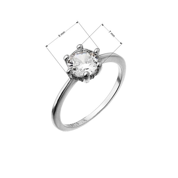 Stříbrný zásnubní prsten s čirým zirkonem 15013.1 crystal