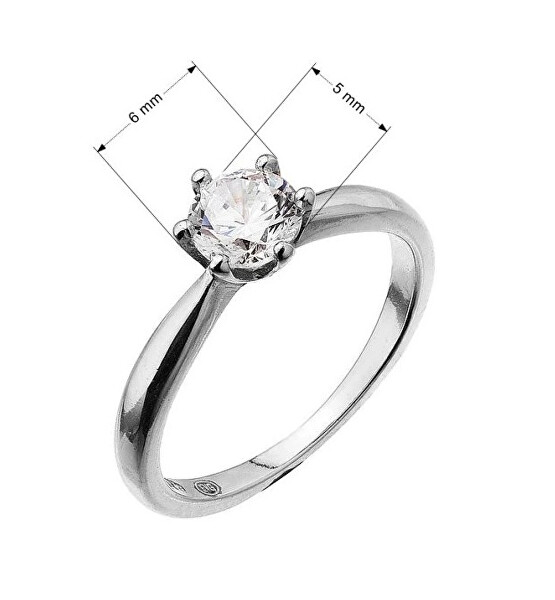 Stříbrný zásnubní prsten s jemným zirkonem 15014.1 crystal