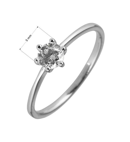Stříbrný zásnubní prsten s kulatým zirkonem 15007.1 crystal