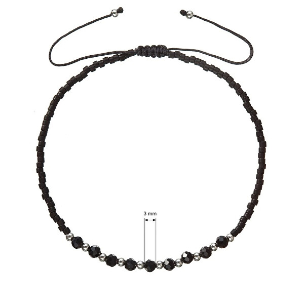 Textilní náramek s černými Miyuki korálky 13037.3 black