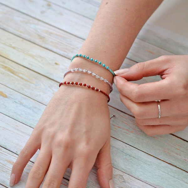 Textilní náramek s tyrkysovými Miyuki korálky 13037.3 turquoise