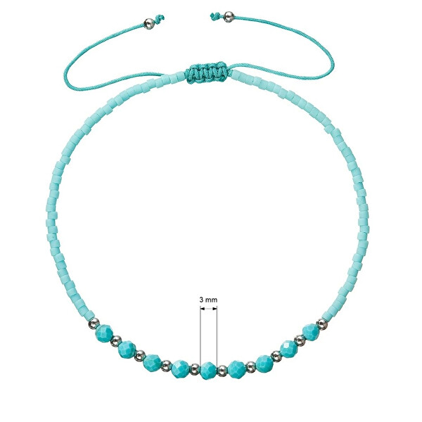 Textilní náramek s tyrkysovými Miyuki korálky 13037.3 turquoise