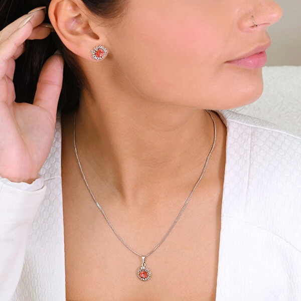 Třpytivý přívěsek s krystalem Swarovski Květina 54032.3 fuchsia