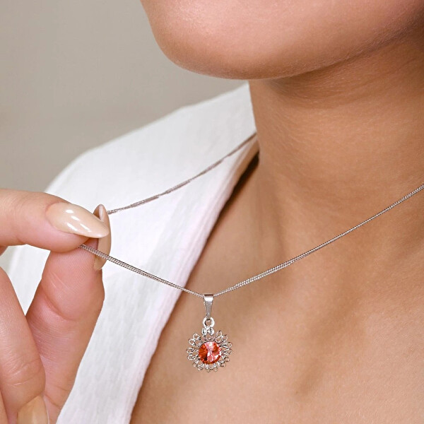 Třpytivý přívěsek s růžovým krystalem Swarovski Květina 54032.3 rose