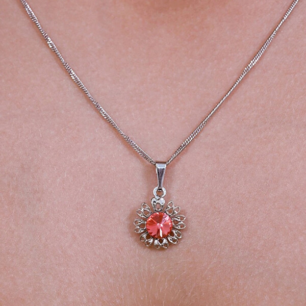 Třpytivý přívěsek se zeleným krystalem Swarovski Květina 54032.3 peridot