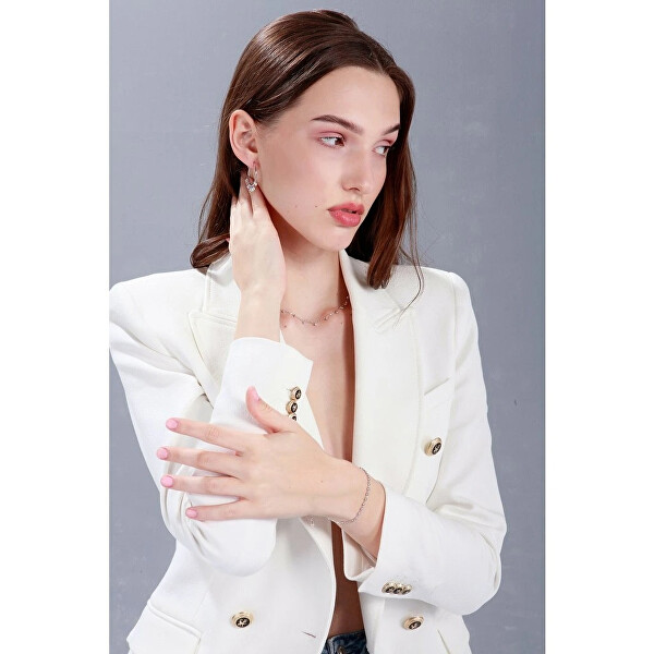 Třpytivý stříbrný náramek s čirými zirkony 13031.1