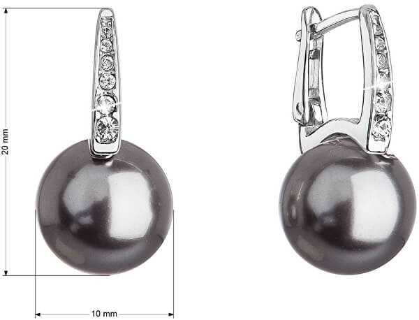 SLEVA - Úžasné stříbrné náušnice se syntetickou perlou a krystaly 31301.3
