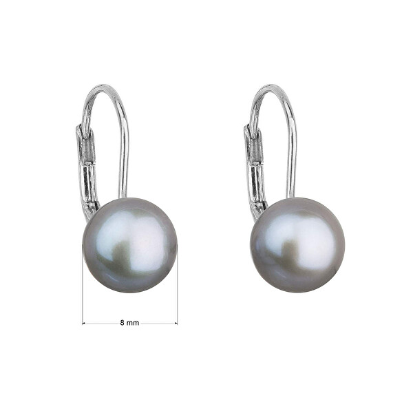 Cercei atârnători din aur alb cu perle naturale Pavona 821009.3 grey