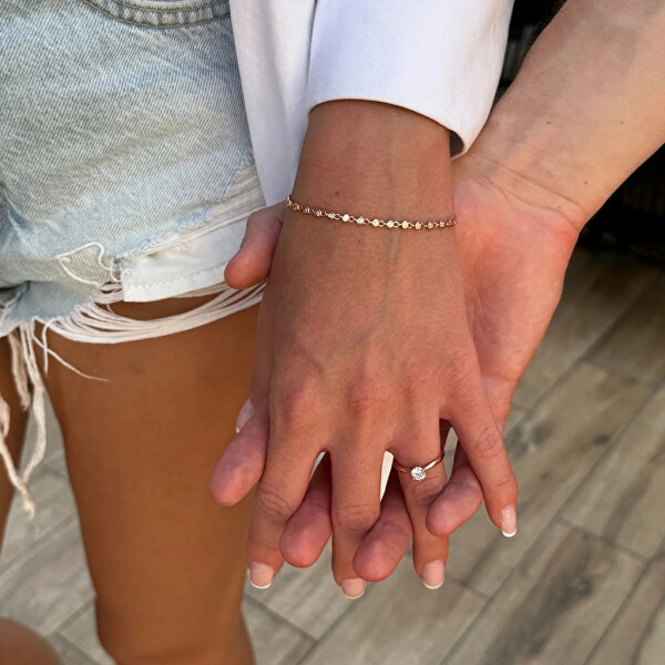 Zásnubní pozlacený prsten s jemným zirkonem 15014.1 crystal