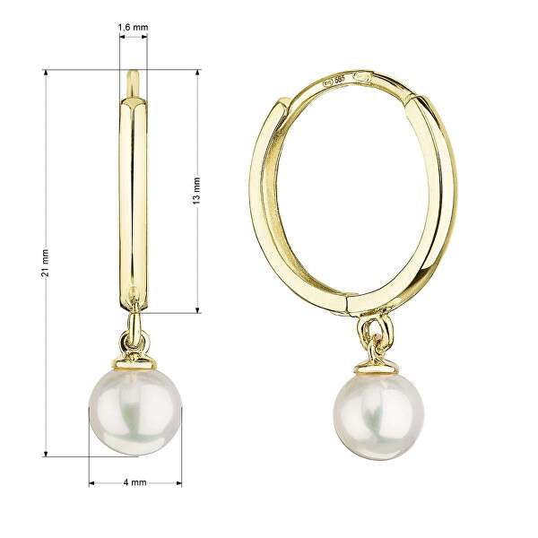 Cercei cercuri de aur cu perle naturale 91P00030