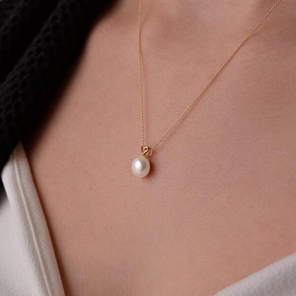 Zlatý náhrdelník pro ženy s říční perlou 92P00043