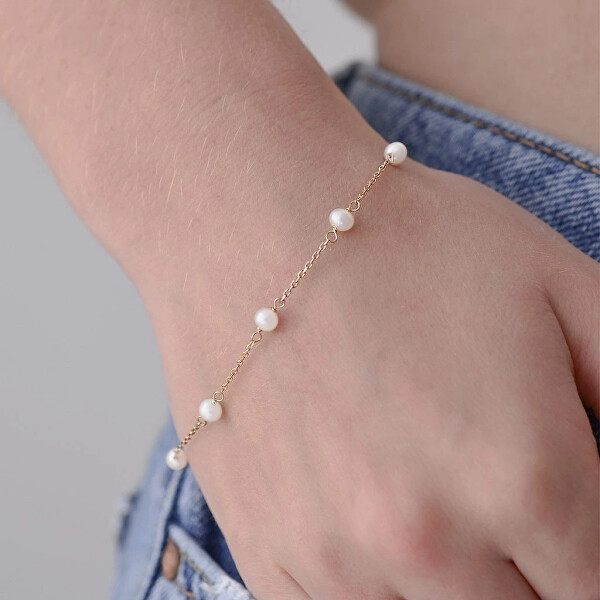 Zlatý náramek s pravými říčními perlami 93P00015