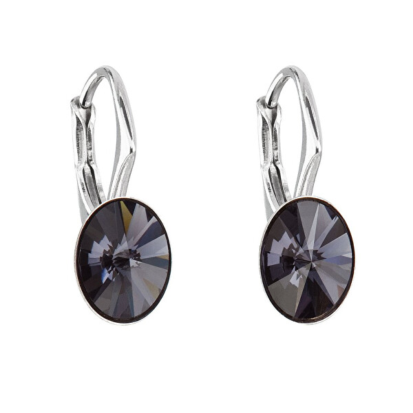 Blyštivé oválné náušnice s krystaly Swarovski 31276.3 graphite