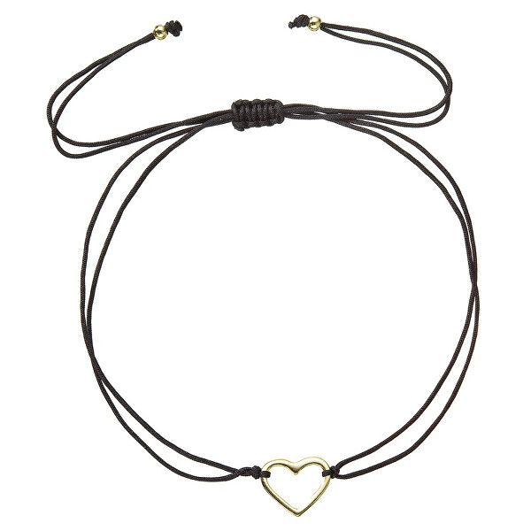 Černý kabala náramek s pozlaceným srdíčkem 13043.3 black
