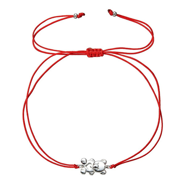 Červený kabala náramek s medvídkem 13046.3 red
