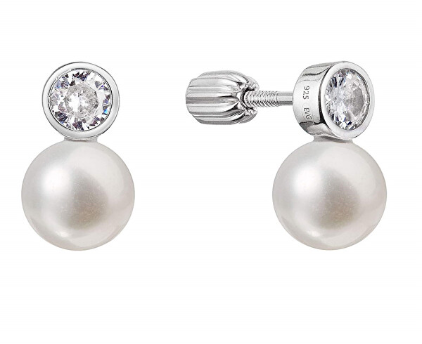 Elegantné náušnice kôstky s pravými perlami 21090.1B