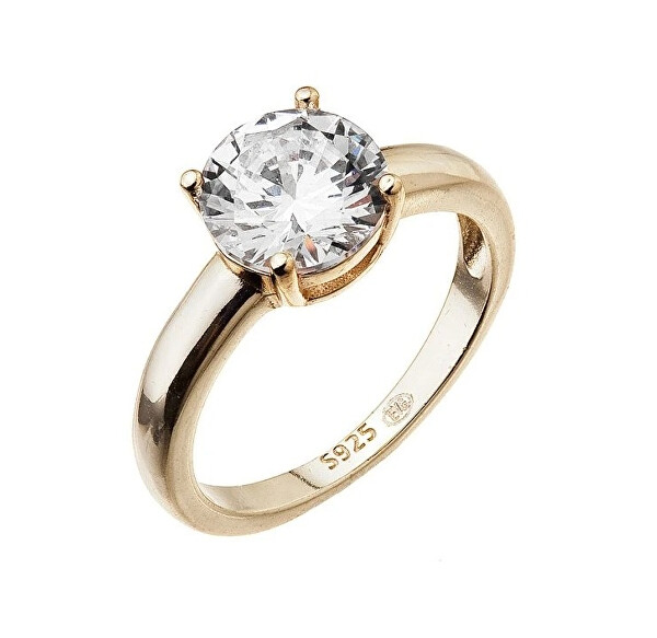 Elegantní pozlacený prsten s čirým zirkonem 15012.1 crystal