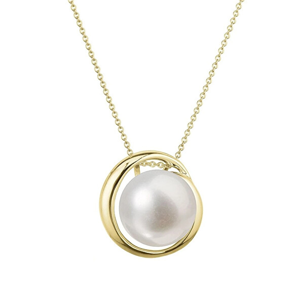 Elegantní zlatý náhrdelník s říční perlou Kruh 92P00035