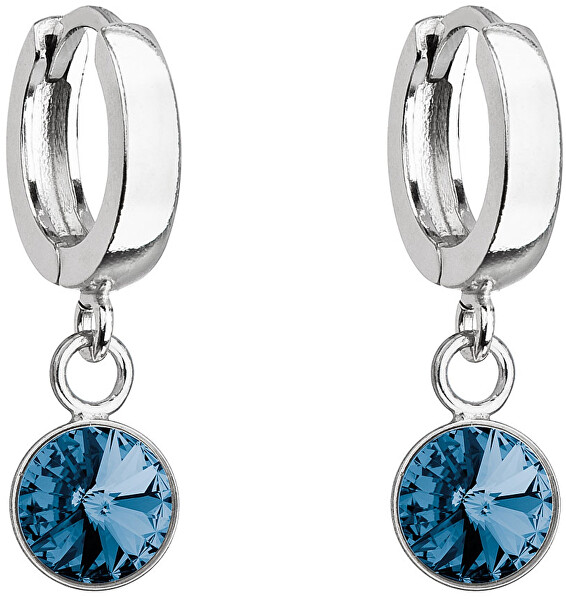 Schöne Silber Ohrringe mit blauem Kristall Swarovski 31300.3