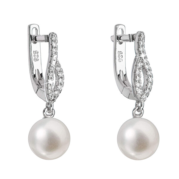 Krásné stříbrné náušnice s pravými perlami 21027.1