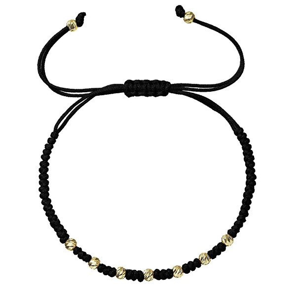 Luxusní černý kabala náramek se zlatými kuličkami 93T00102 black