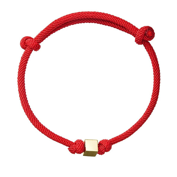 Luxusní červený kabala náramek se zlatou kostičkou 93T00100 red