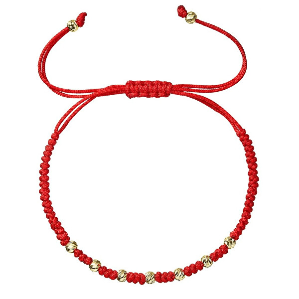 Luxusní červený kabala náramek se zlatými kuličkami 93T00102 red