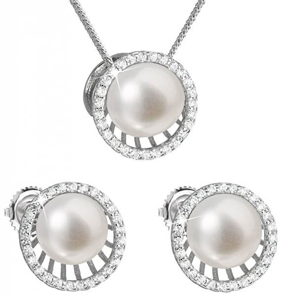Set luxos din argint cu perle reale Pavona 29034.1(cercei,lănțișor,pandantiv)