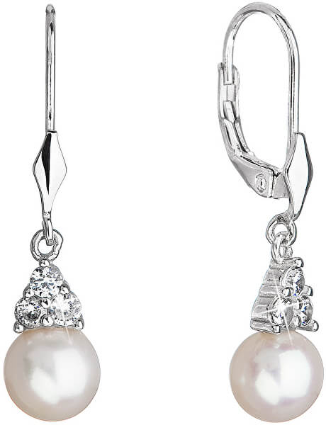 Luxuriöse Silberohrringe mit echten Perlen 21062.1