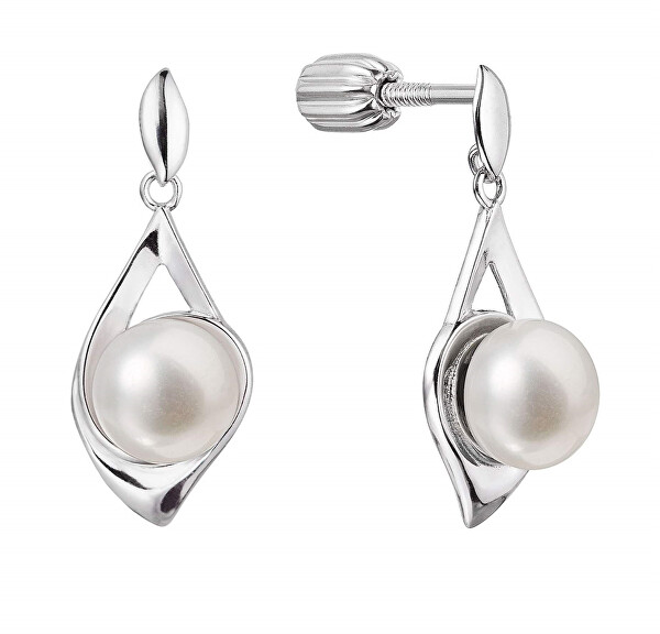 Moderni orecchini in argento con autentica perla d’acqua dolce 21080.1B