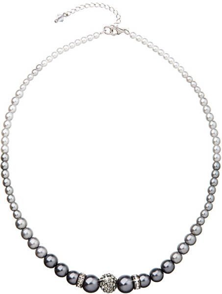 Perlový náhrdelník s kryštálmi Preciosa 32008.3 grey