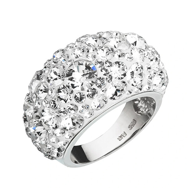 Nepřehlédnutelný blyštivý prsten s čirými krystaly Swarovski 35028.1