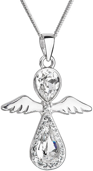 Nežný strieborný náhrdelník Anjel s kryštálmi Swarovski 32072.1 (retiazka, prívesok)