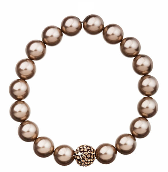 Bracciale di perle con perlina e cristalli Preciosa 33074.3 bronze