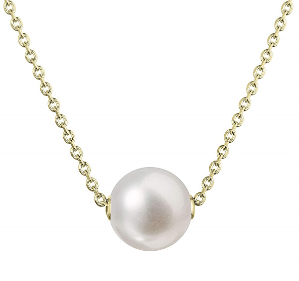 Pozlacený dámský náhrdelník s pravou říční perlou 22047.1