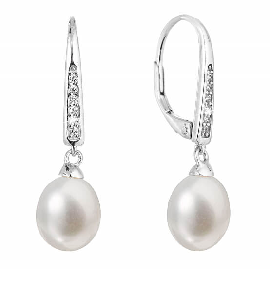 Cercei fermecători din argint cu perle reale de râu 21059.1