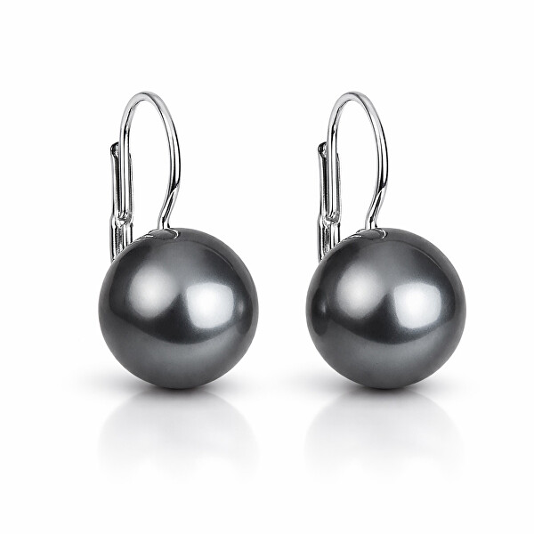Pôvabné visiace náušnice so syntetickými perlami 71106.3 grey